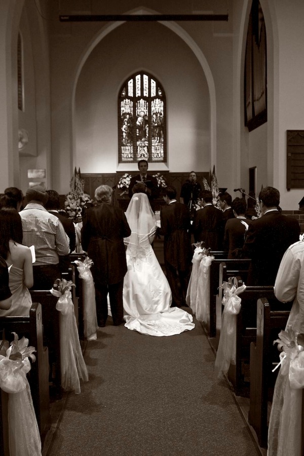 Sepia photo in the church